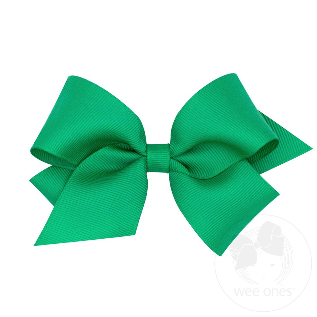 Small Classic Grosgrain Hair Bow (Plain Wrap) - FERN GREEN