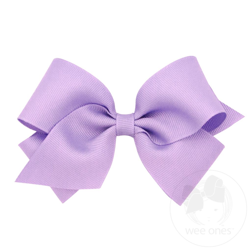 Small Classic Grosgrain Hair Bow (Plain Wrap) - LT ORCHID