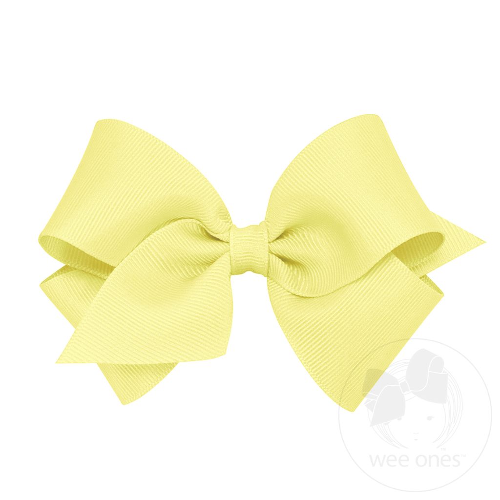 Small Classic Grosgrain Hair Bow (Plain Wrap) - LT YELLOW