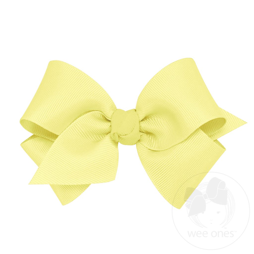 Small Classic Grosgrain Hair Bow (Knot Wrap) - LT YELLOW