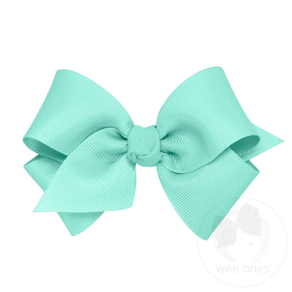 Small Classic Grosgrain Hair Bow (Knot Wrap) - NEW AQUA