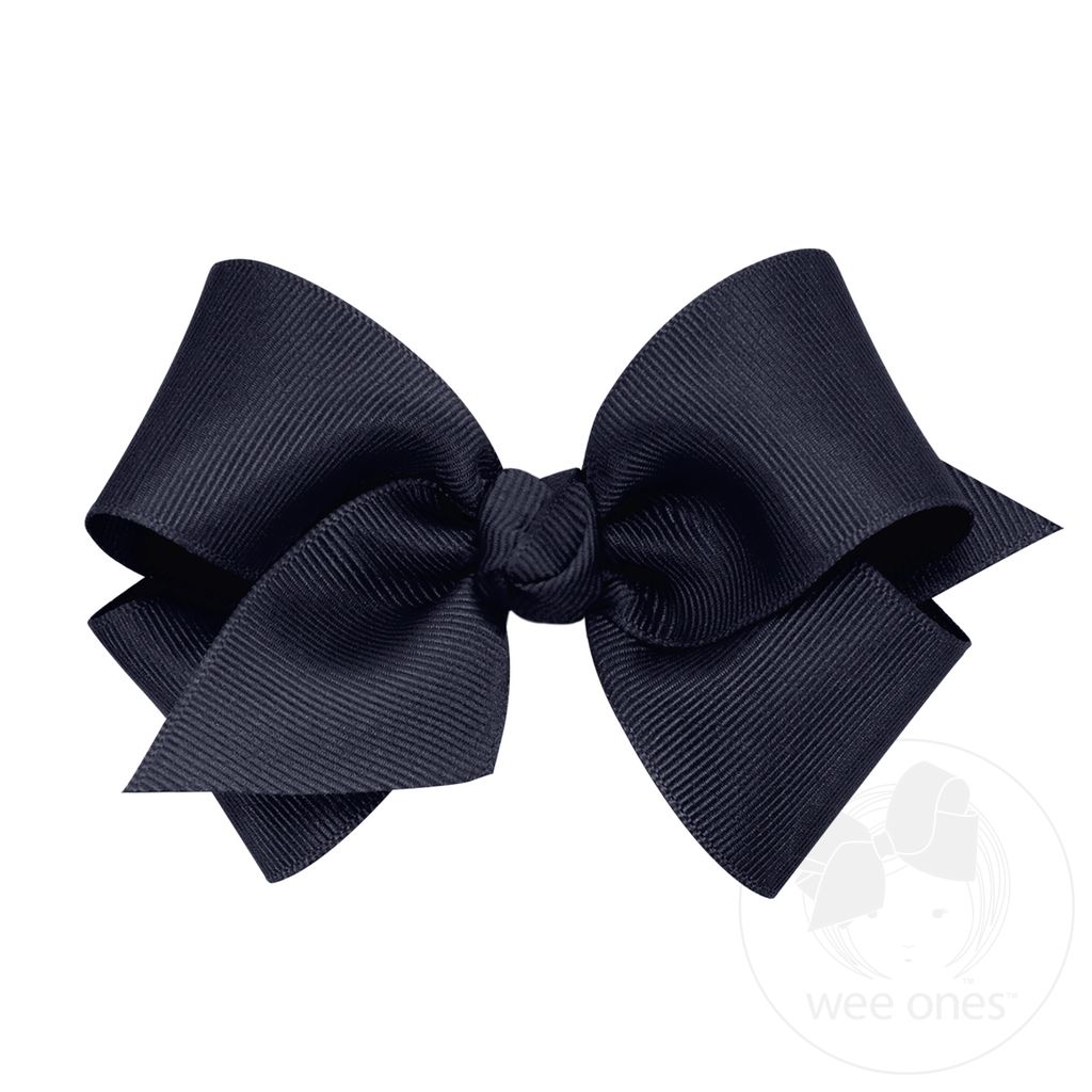 Small Classic Grosgrain Hair Bow (Knot Wrap) - NAVY