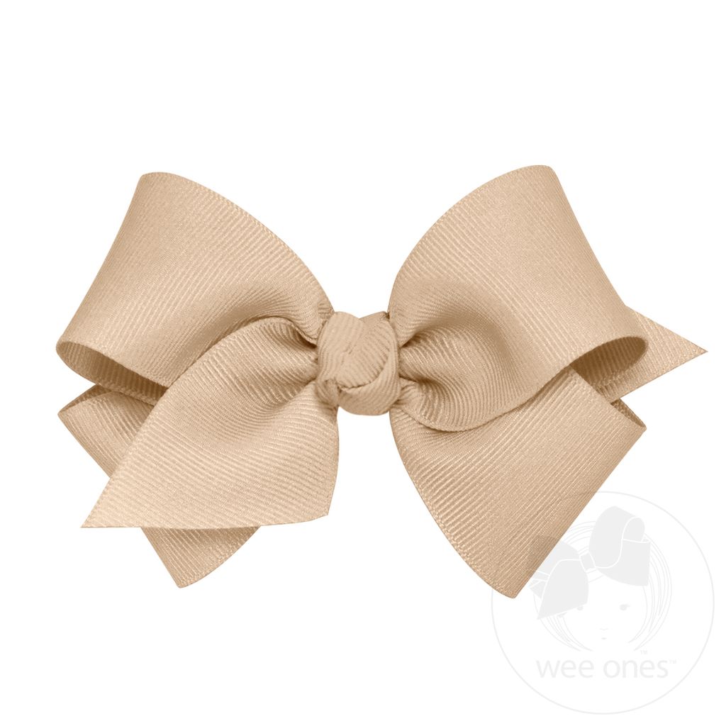 Small Classic Grosgrain Hair Bow (Knot Wrap) - OATMEAL