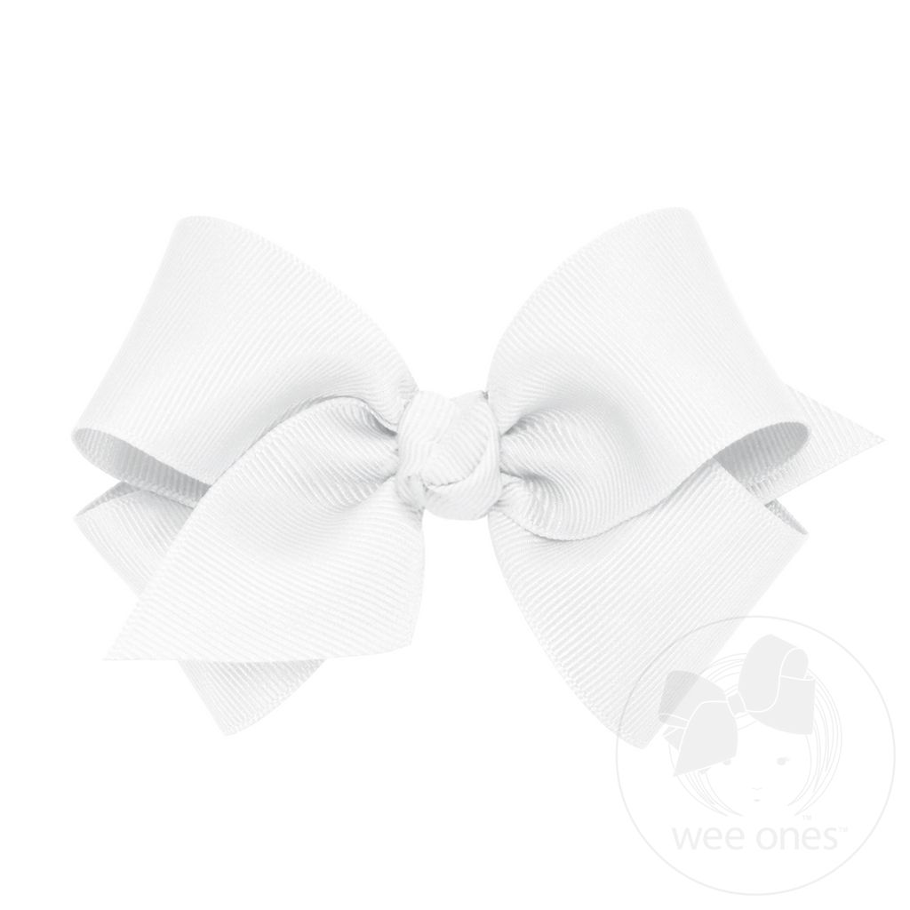 Small Classic Grosgrain Hair Bow (Knot Wrap) - WHITE