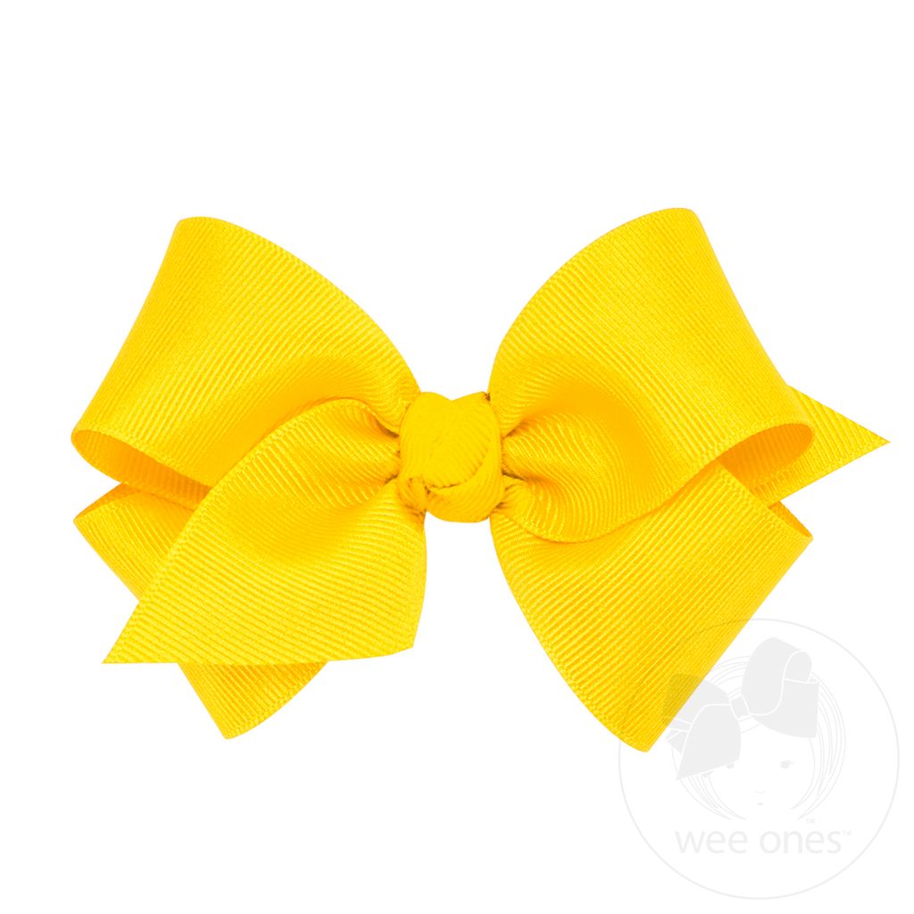 Small Classic Grosgrain Hair Bow (Knot Wrap) - YELLOW
