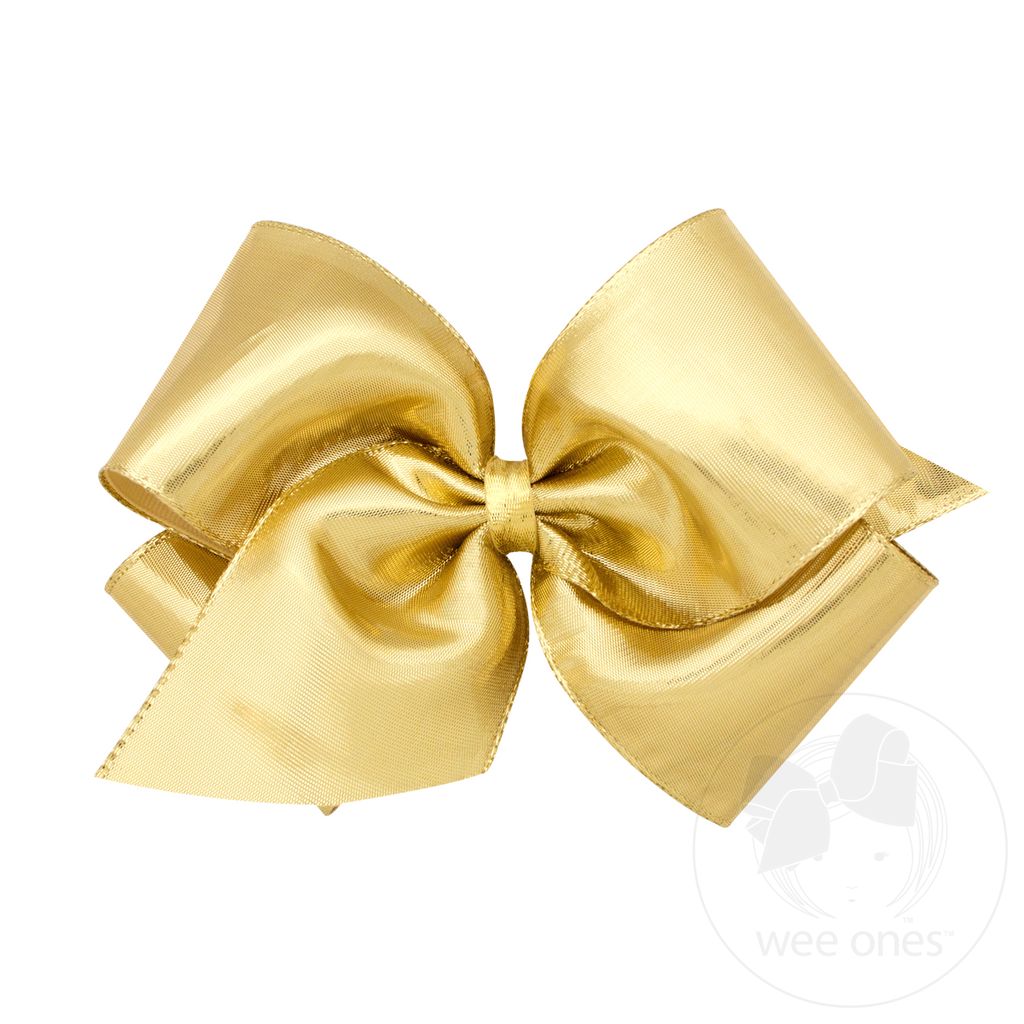 King Metallic Overlay Girls Hair Bow - GOLD