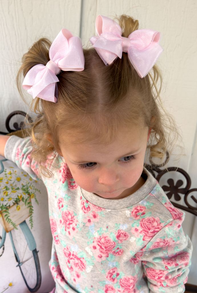 Extra Small Organza and Grosgrain Overlay Hair Bow
