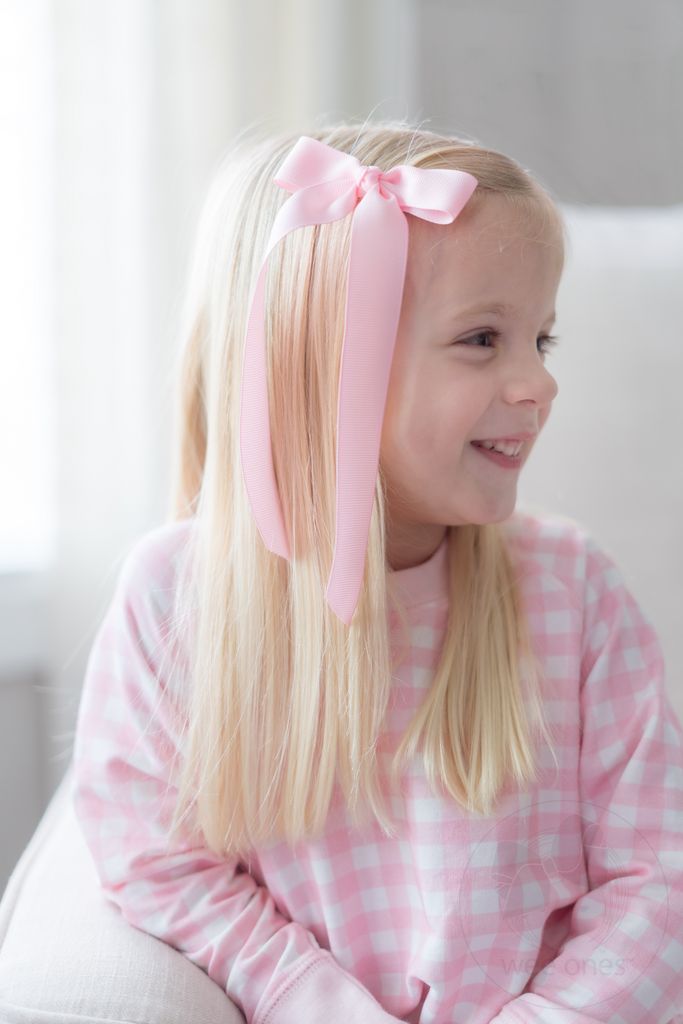Mini Grosgrain Hair Bowtie with Knot Wrap and Streamer Tails	