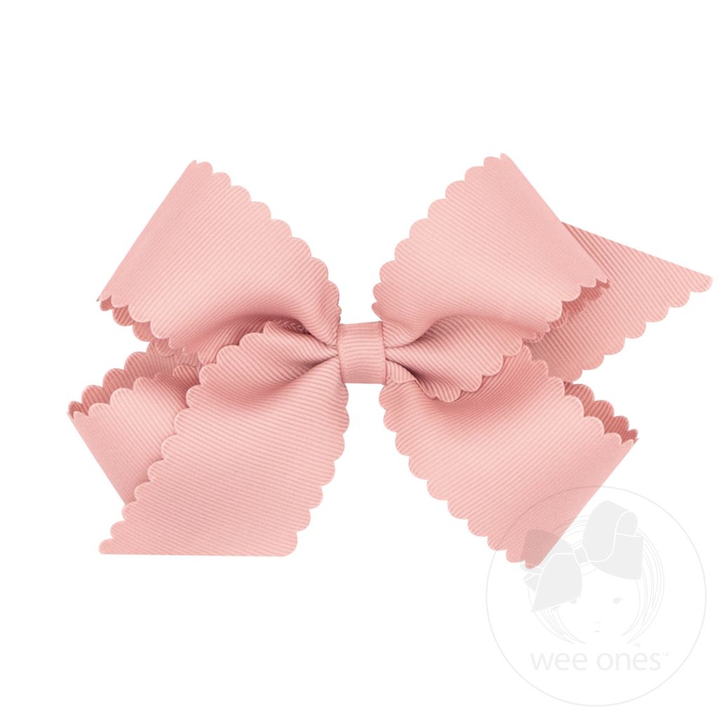 Medium Grosgrain Hair Bow with Scalloped Edge - SWEET NECTAR