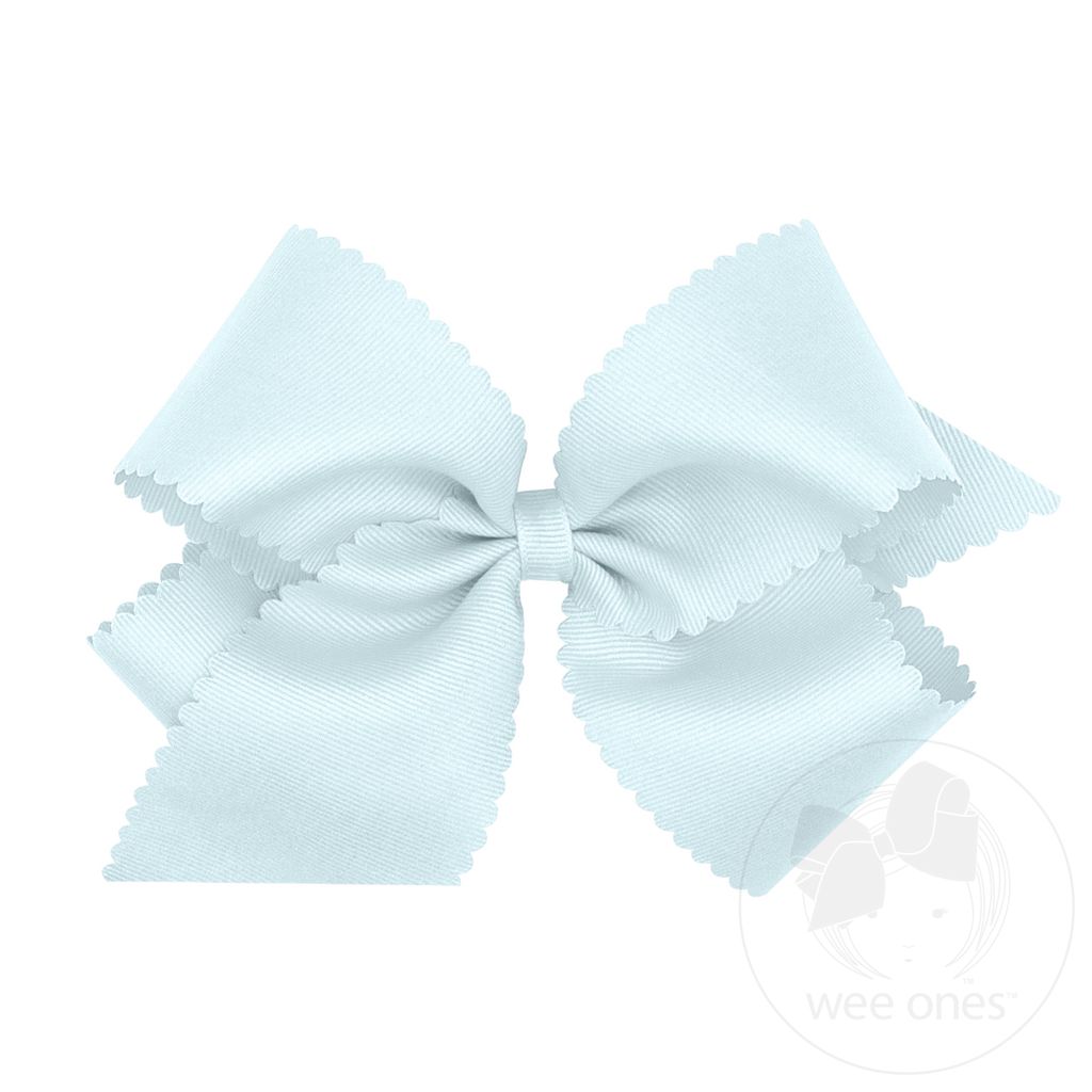 King Grosgrain Hair Bow Scalloped Edge - BLUE VAPOR