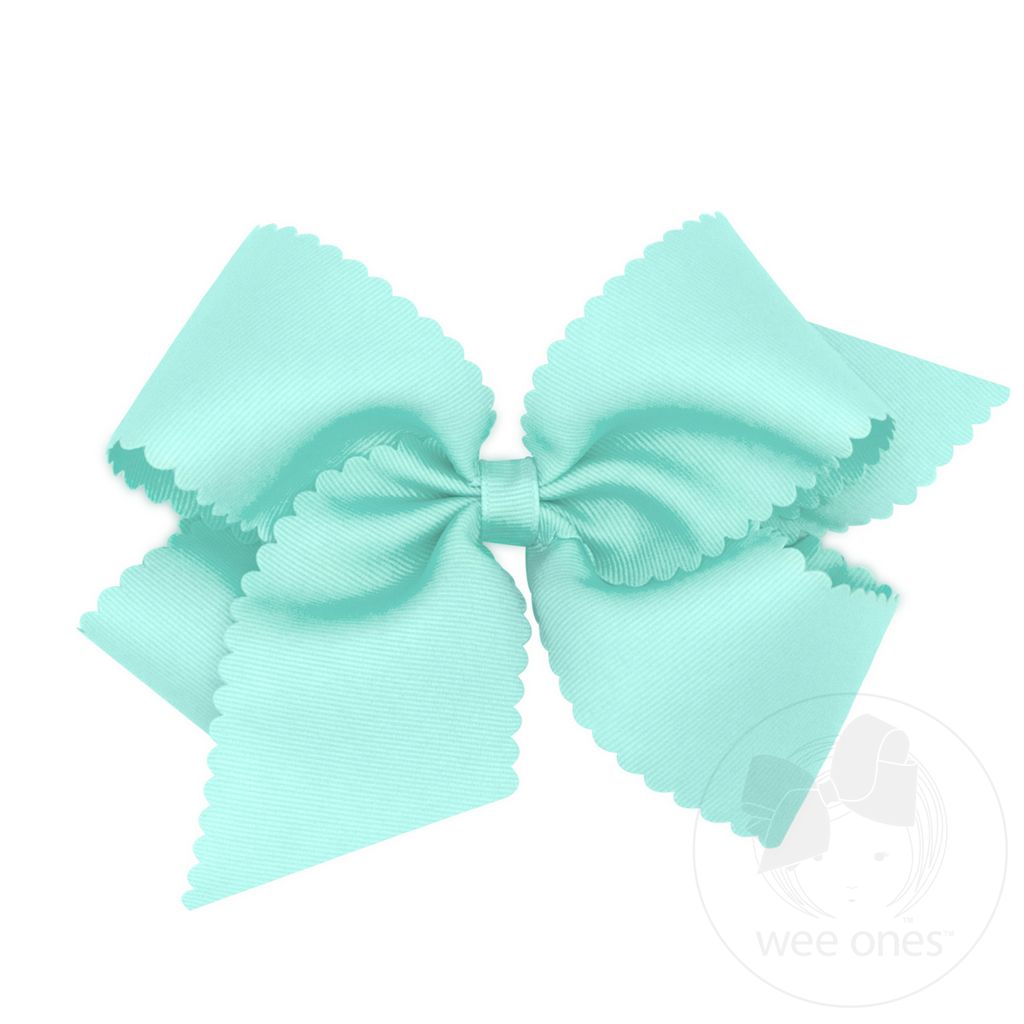 King Grosgrain Hair Bow Scalloped Edge - CRYSTALLINE