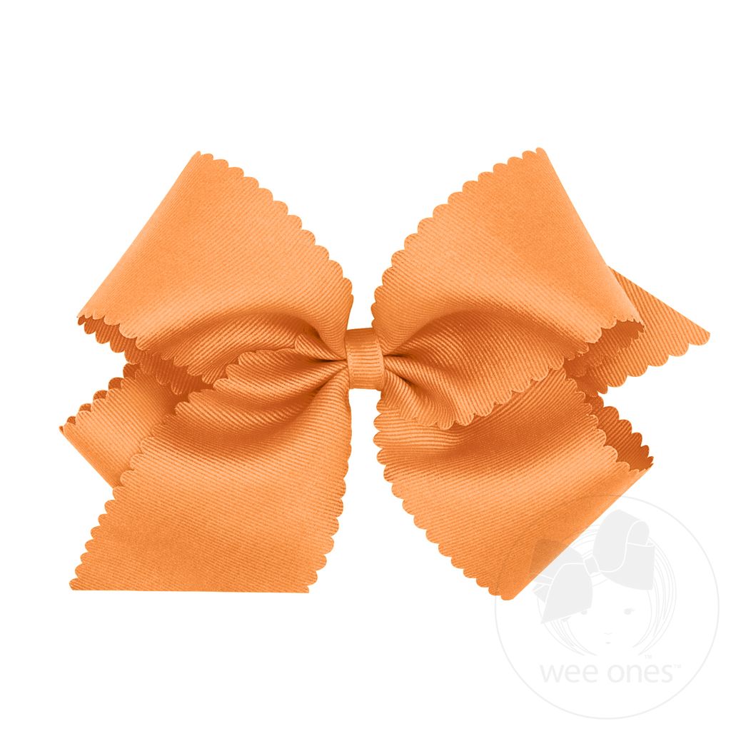 King Grosgrain Hair Bow Scalloped Edge - GINGER