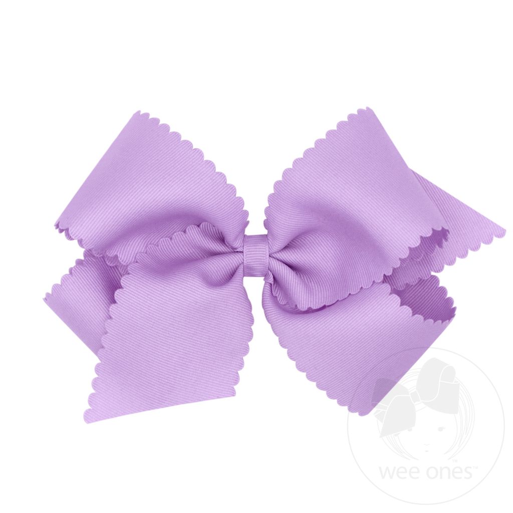 King Grosgrain Hair Bow Scalloped Edge - LT ORCHID