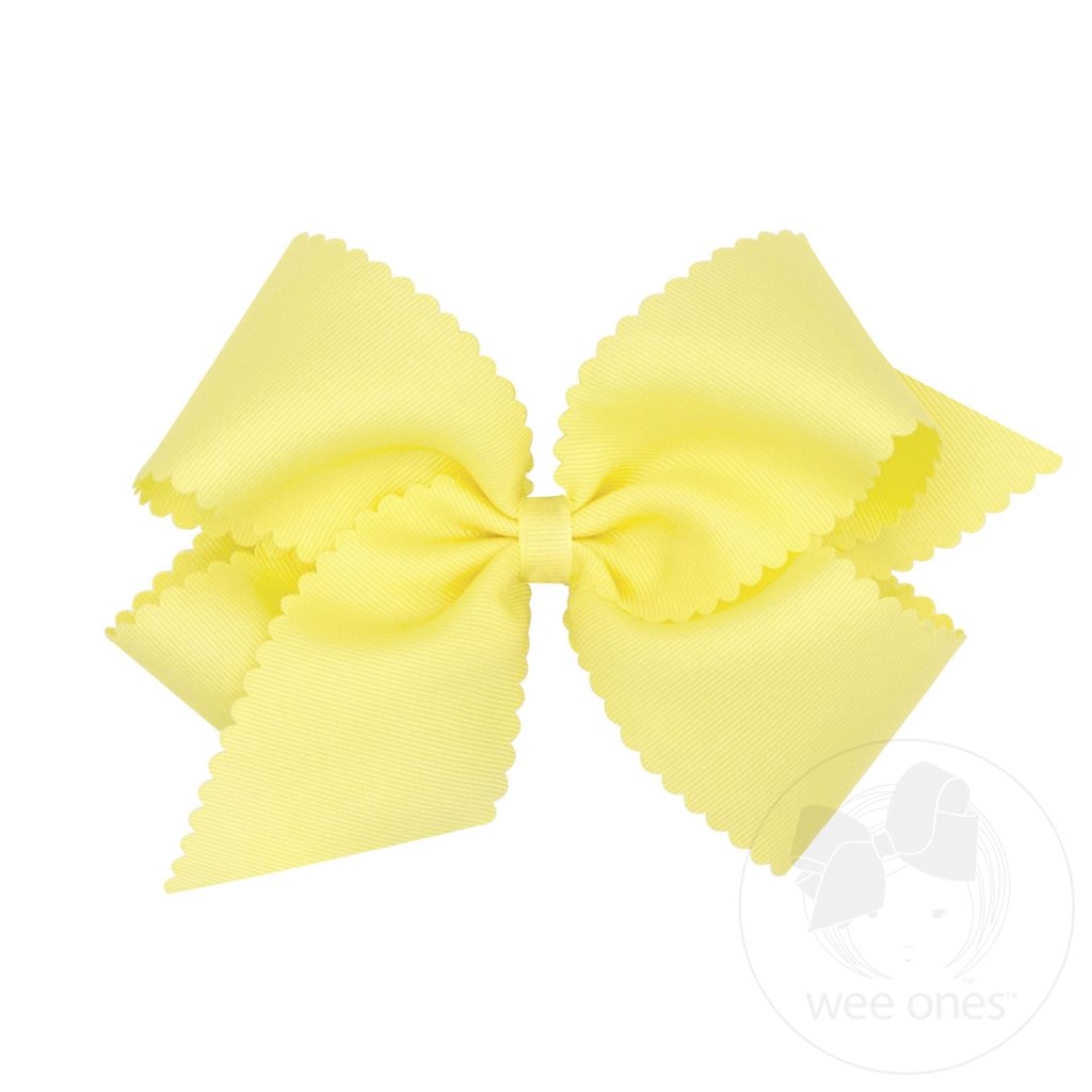 King Grosgrain Hair Bow Scalloped Edge - LT YELLOW