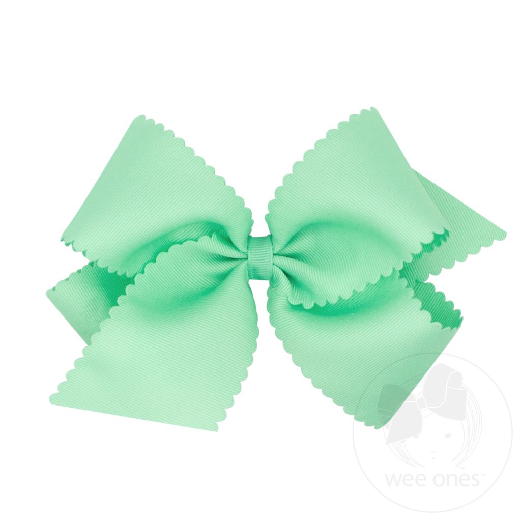 King Grosgrain Hair Bow Scalloped Edge - MINT