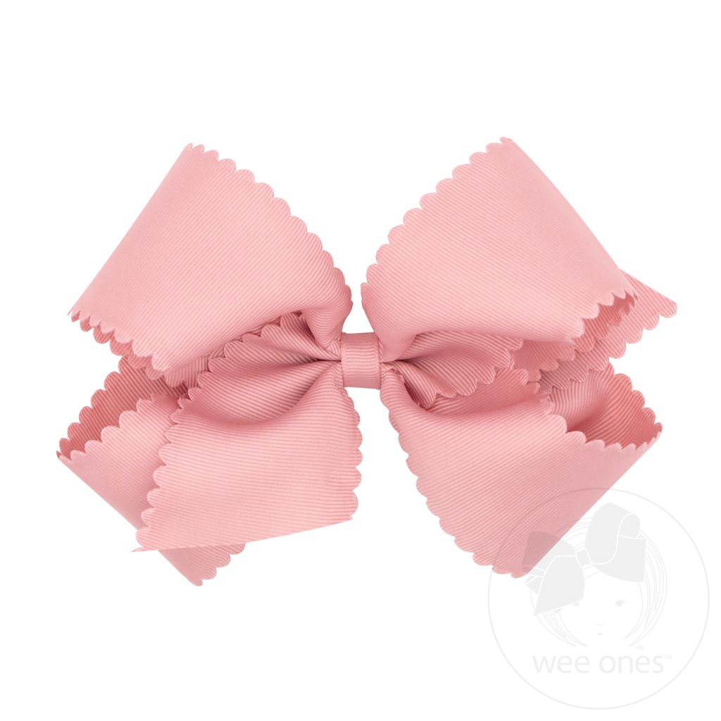 King Grosgrain Hair Bow Scalloped Edge - SWEET NECTAR