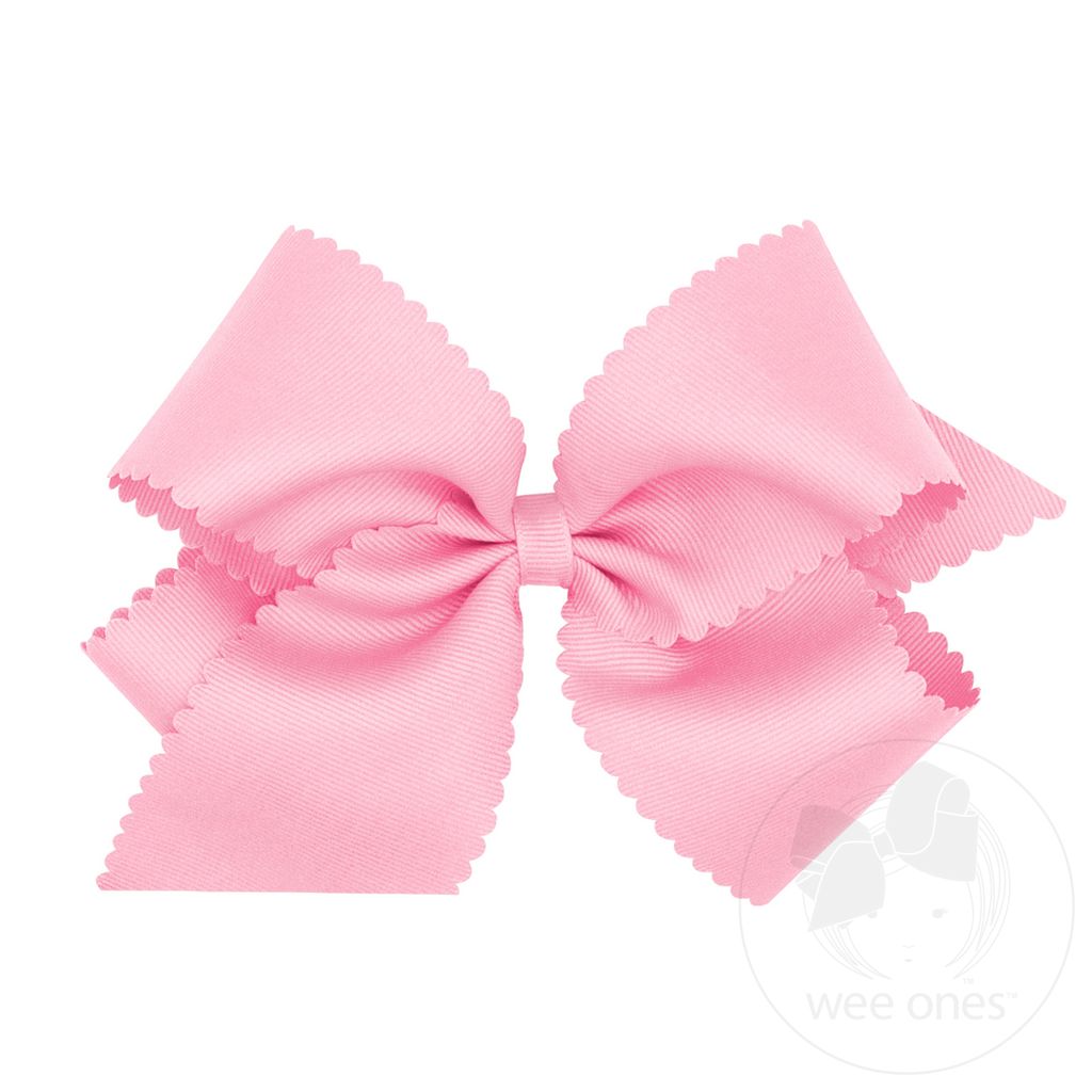 King Grosgrain Hair Bow Scalloped Edge - PEARL