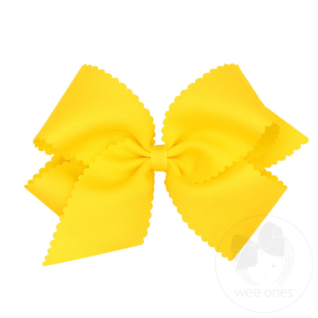 King Grosgrain Hair Bow Scalloped Edge - YELLOW