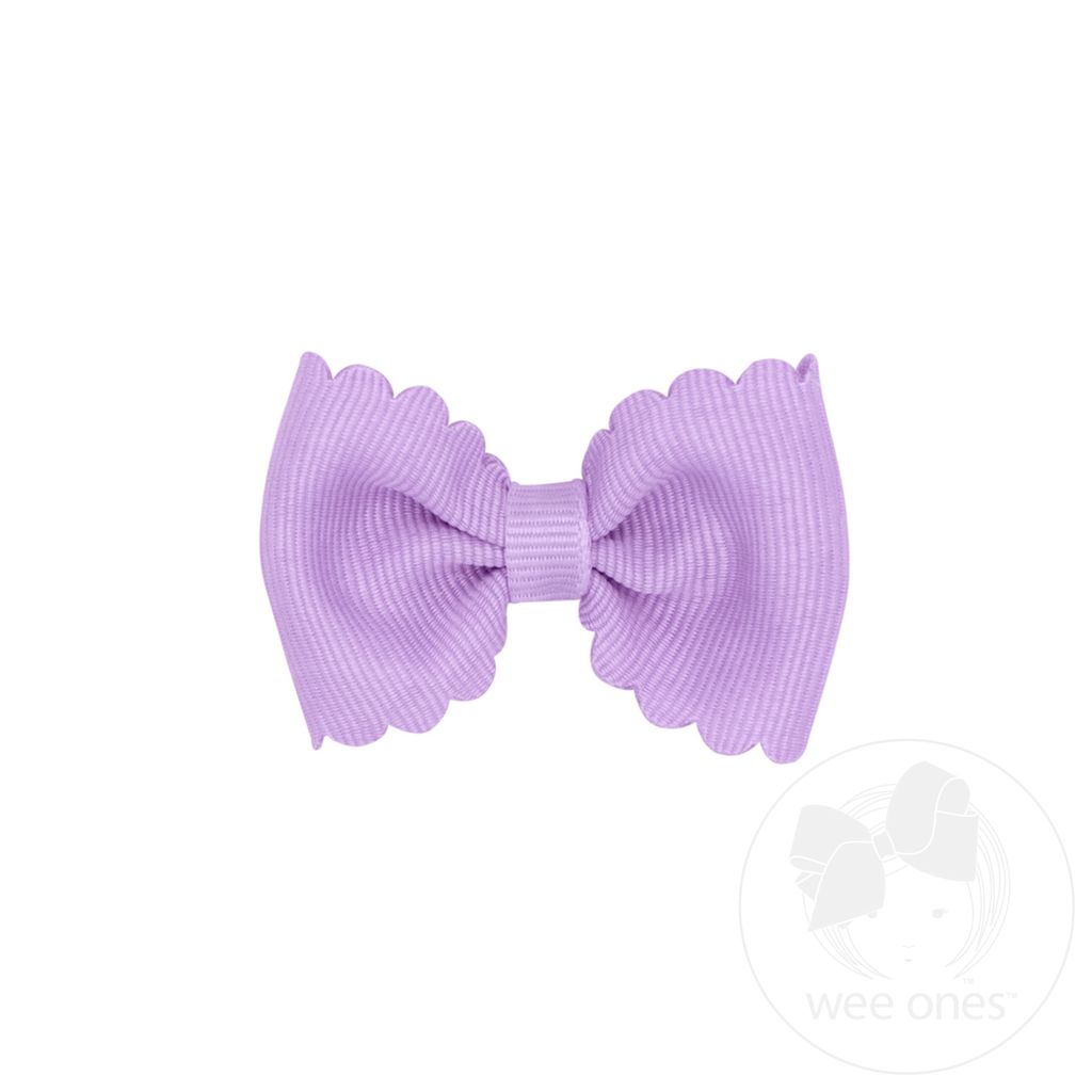 Tiny Grosgrain Bowtie with Scalloped Edge - LT ORCHID