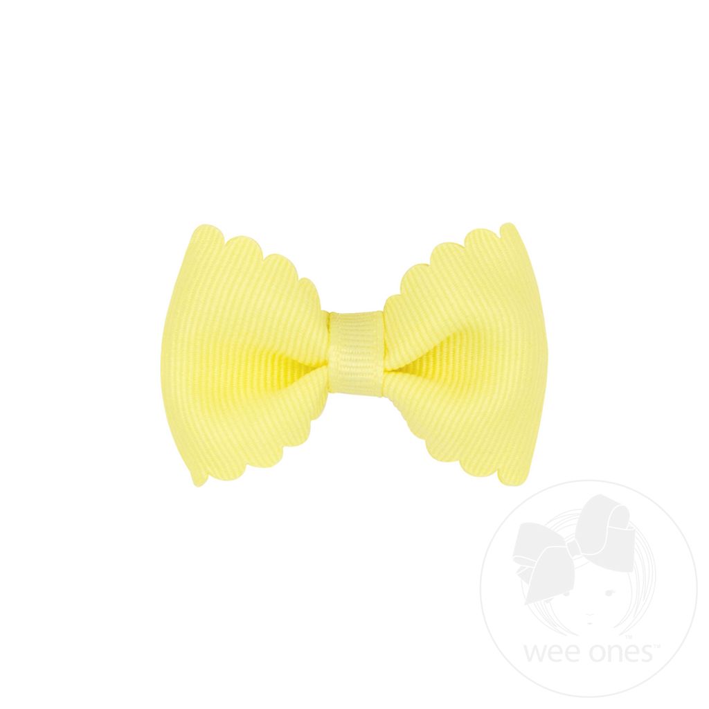 Tiny Grosgrain Bowtie with Scalloped Edge - LT YELLOW