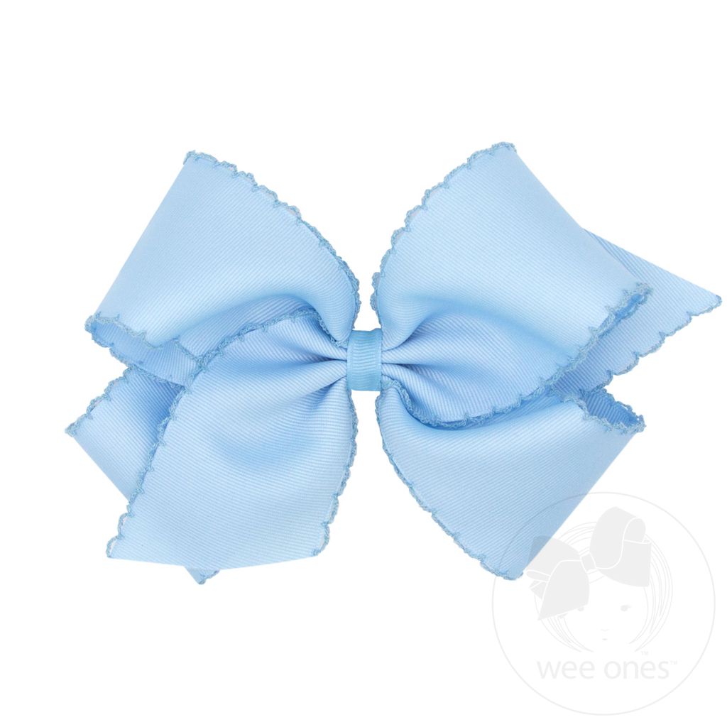 King Grosgrain Hair Bow with Matching Moonstitch Edge - MILLENNIUM BLUE