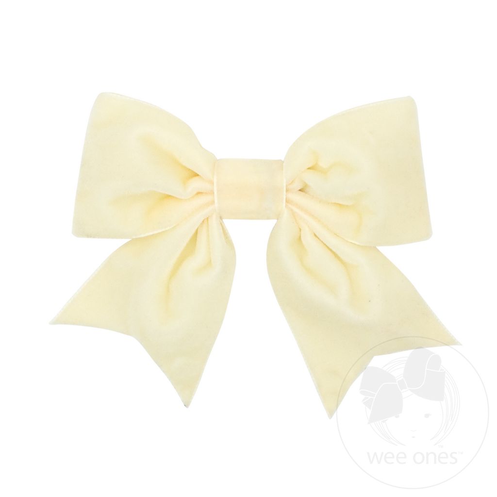 Small King Plush Velvet Bowtie With Tails - IVORY