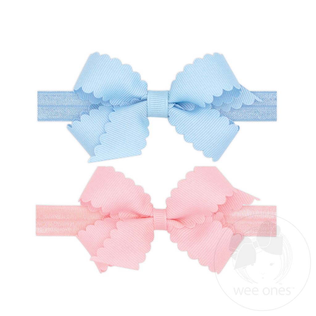 GIFT PACK! Two Mini Scallop Bows With Bands