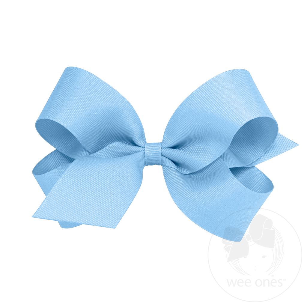 Large Classic Grosgrain Hair Bow (Plain Wrap) - BLUE