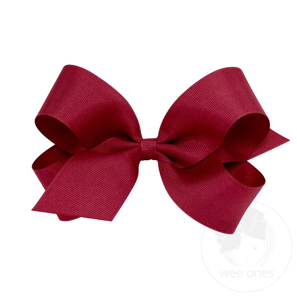 Large Classic Grosgrain Hair Bow (Plain Wrap) - CRANBERRY