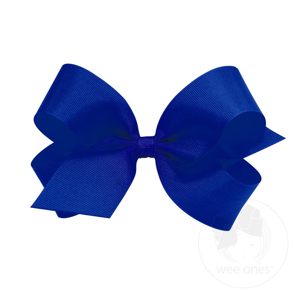 Large Classic Grosgrain Hair Bow (Plain Wrap) - ELECTRIC BLUE