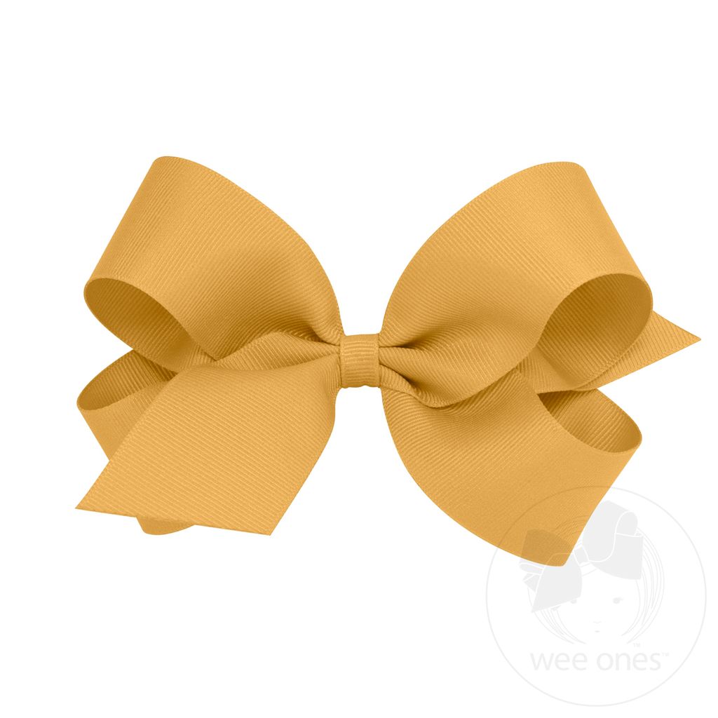 Large Classic Grosgrain Hair Bow (Plain Wrap) - OLD GOLD