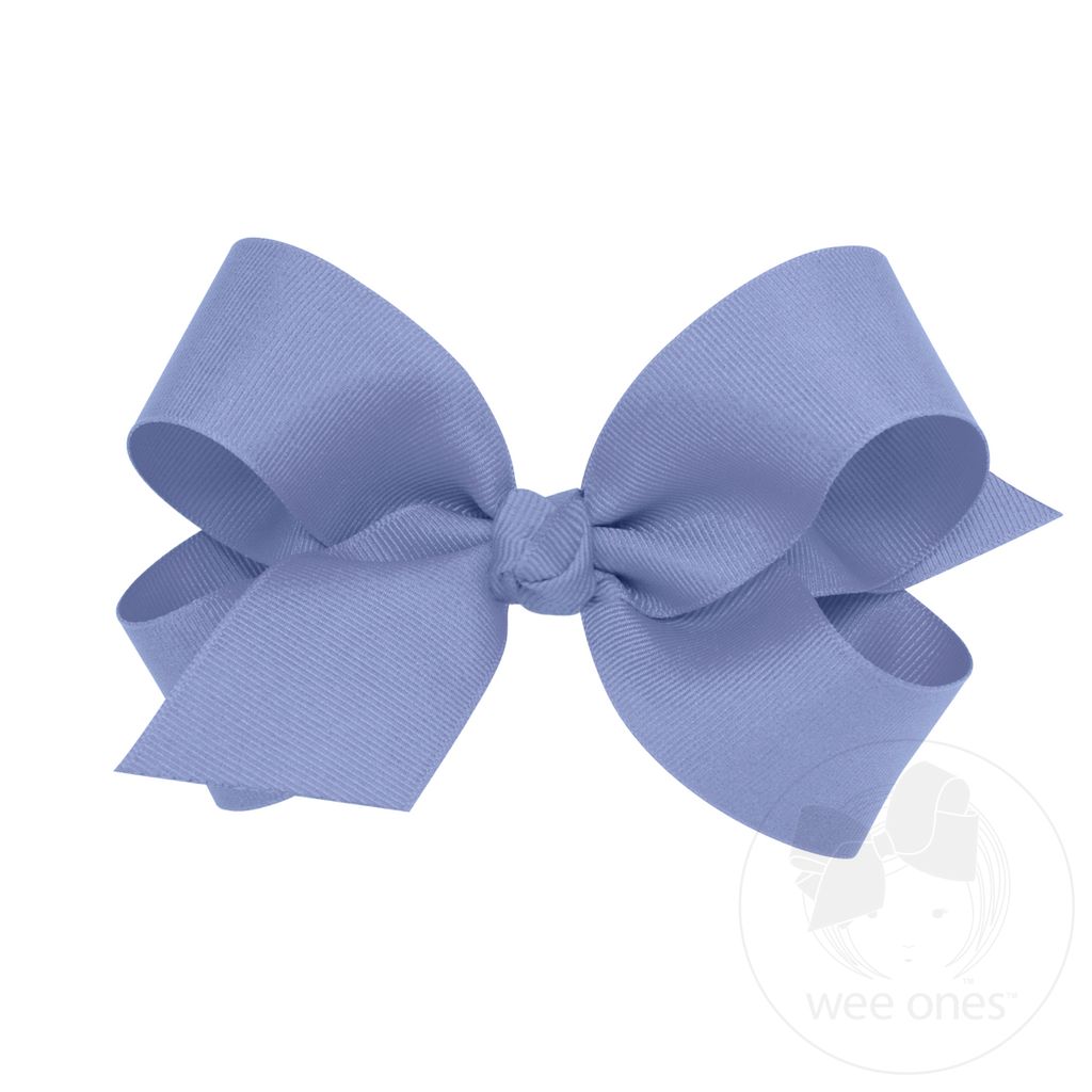 Large Classic Grosgrain Hair Bow (Knot Wrap) - BLUE BIRD