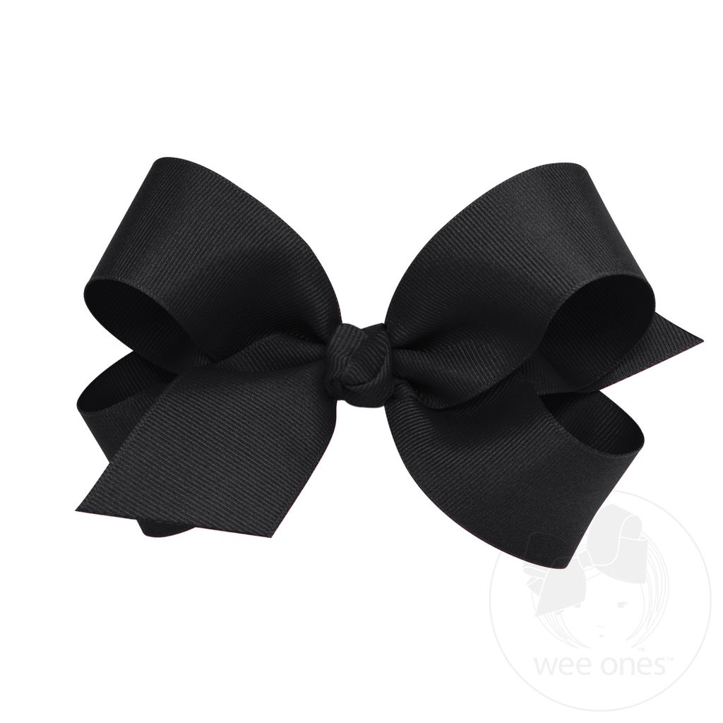 Large Classic Grosgrain Hair Bow (Knot Wrap) - BLACK