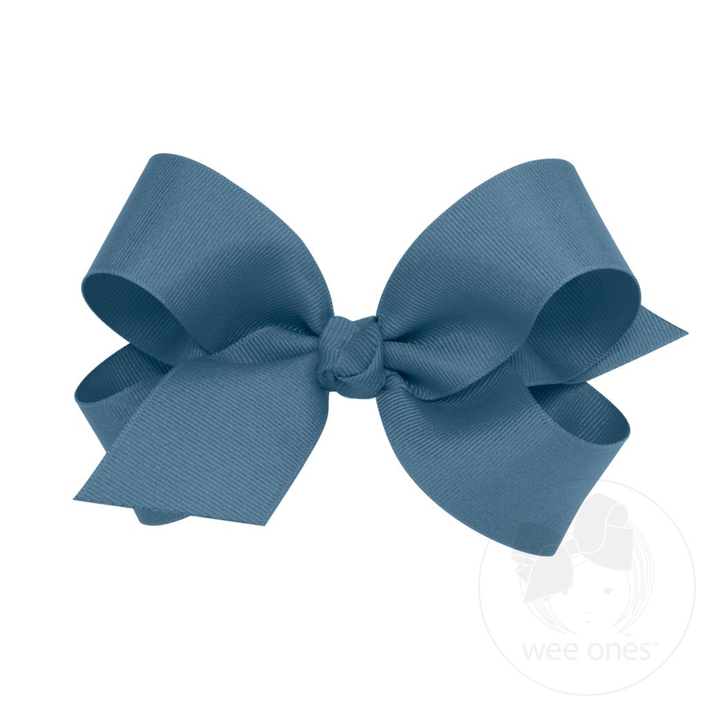 Large Classic Grosgrain Hair Bow (Knot Wrap) - DENIM