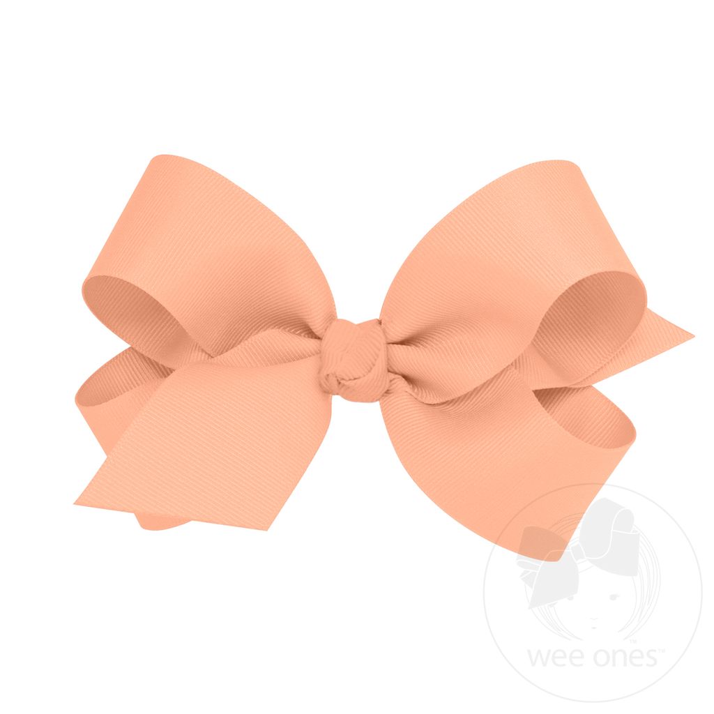 Large Classic Grosgrain Hair Bow (Knot Wrap) - LT CORAL