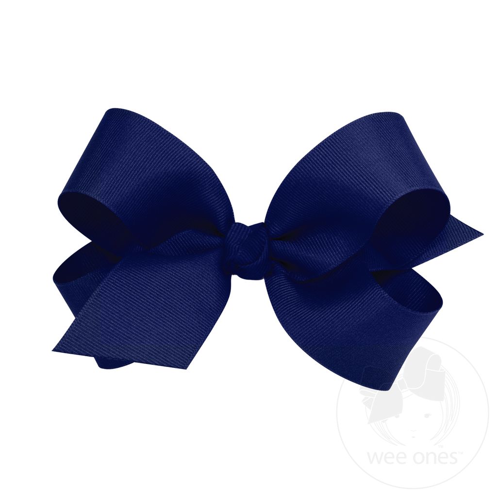 Large Classic Grosgrain Hair Bow (Knot Wrap) - LT NAVY