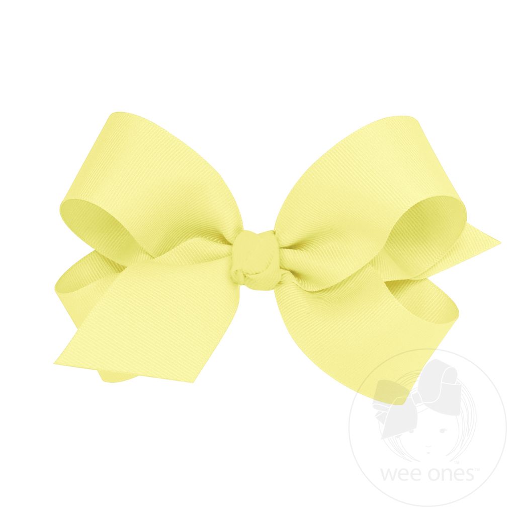 Large Classic Grosgrain Hair Bow (Knot Wrap) - LT YELLOW