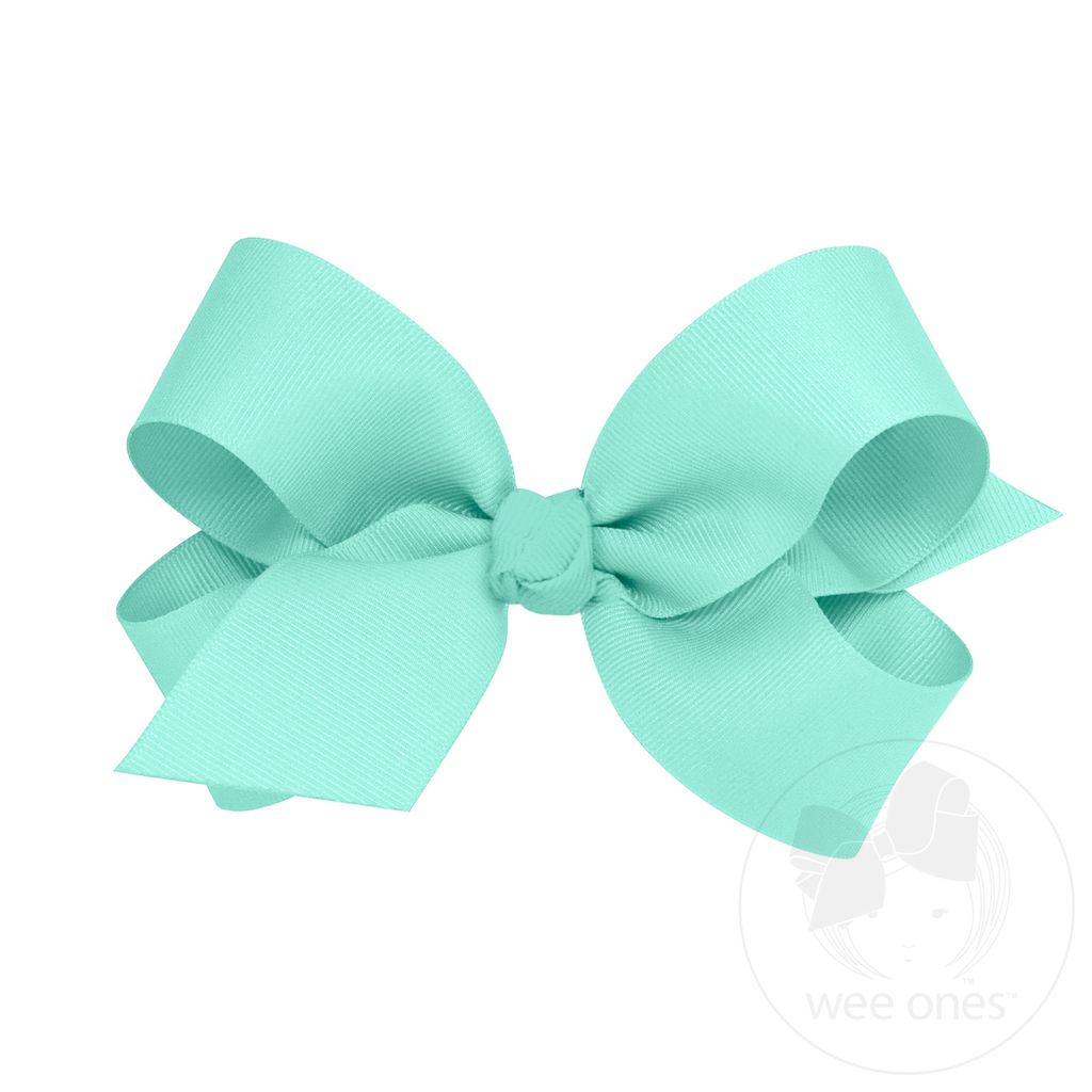 Large Classic Grosgrain Hair Bow (Knot Wrap) - NEW AQUA