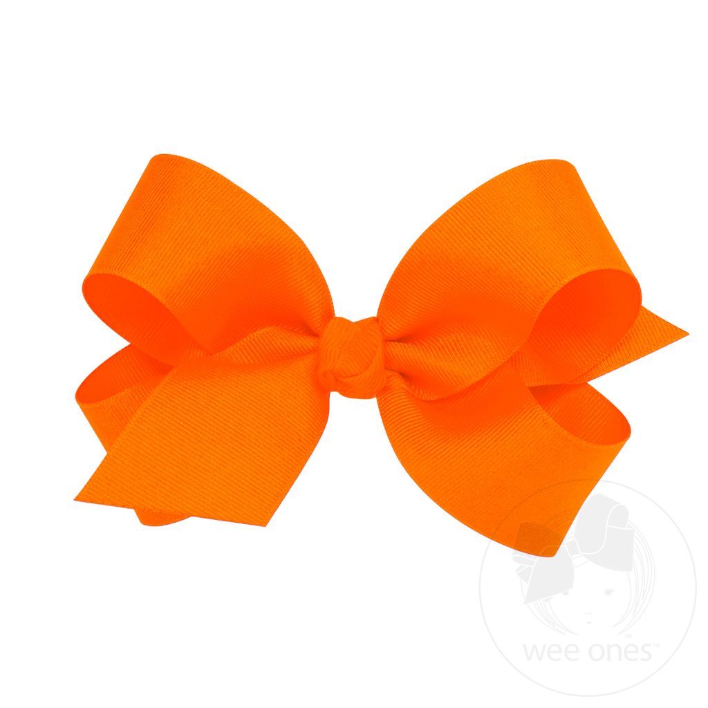 Large Classic Grosgrain Hair Bow (Knot Wrap) - ORANGE