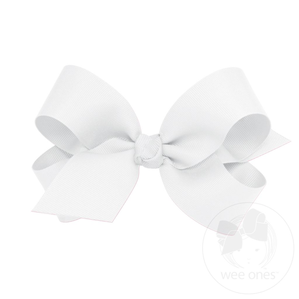 Large Classic Grosgrain Hair Bow (Knot Wrap) - WHITE