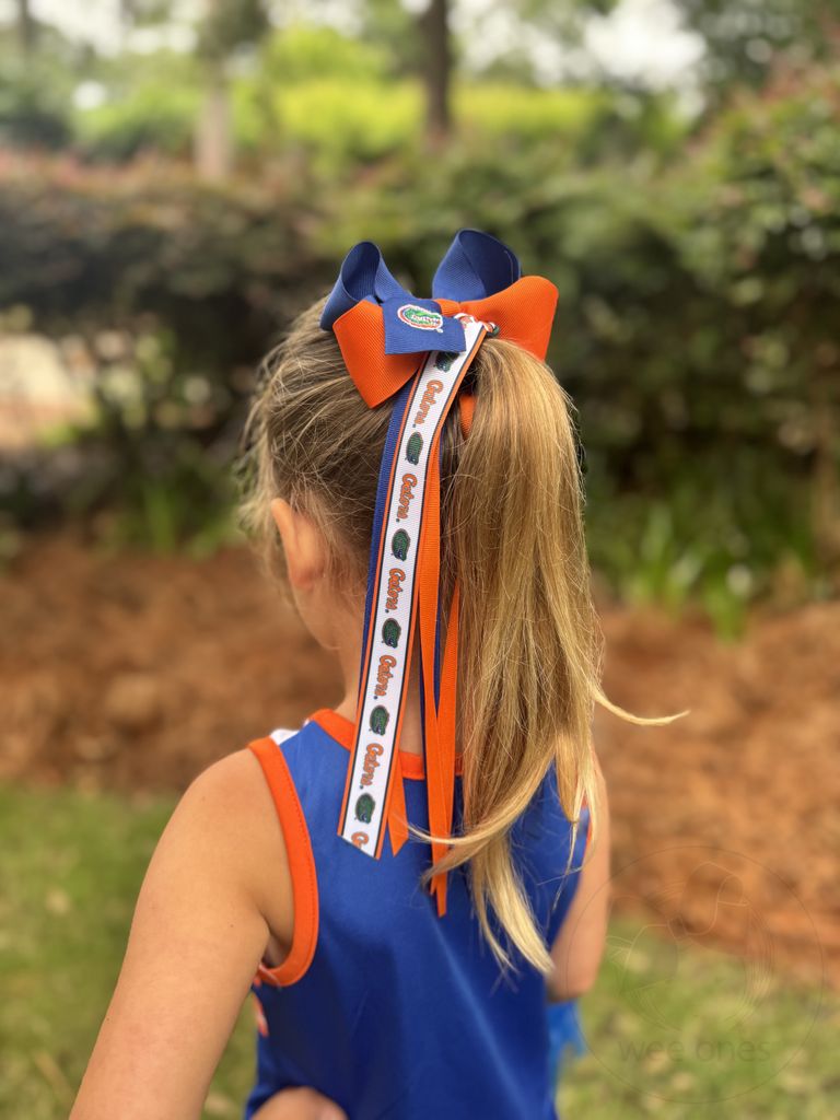 Medium Two-tone Collegiate Embroidered Grosgrain Hair Bow