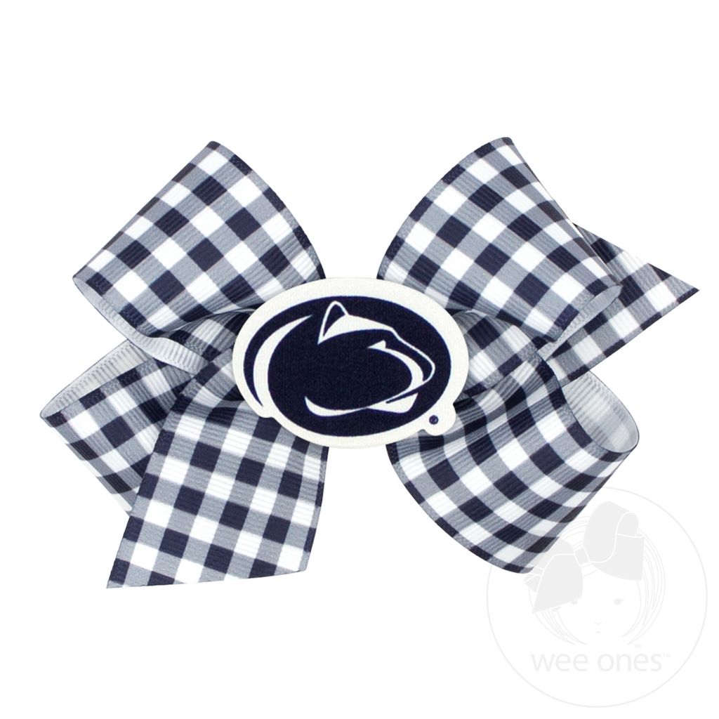 Medium Penn State Gingham Hair Bow with Logo Patch - PENN STATE