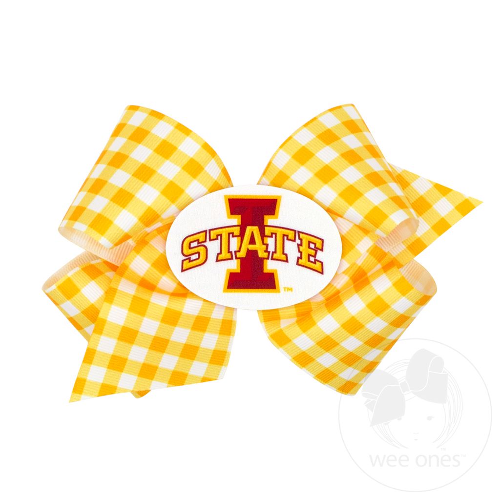 King Iowa State Gingham Hair Bow with Logo Patch - IOWA STATE UNIVERSITY