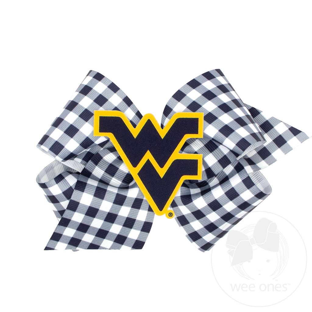 King West Virginia Gingham Hair Bow with Logo Patch - WEST VIRGINIA