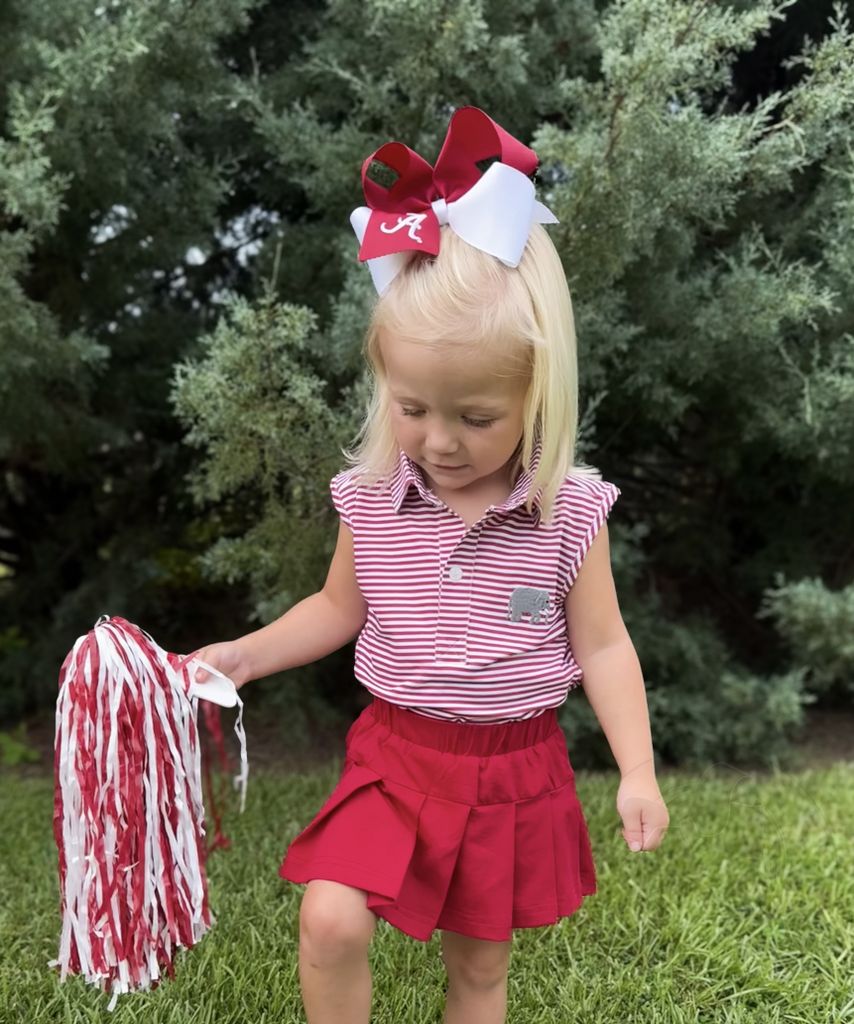 King Two-tone Grosgrain Hair Bow with Embroidered Collegiate Logo
