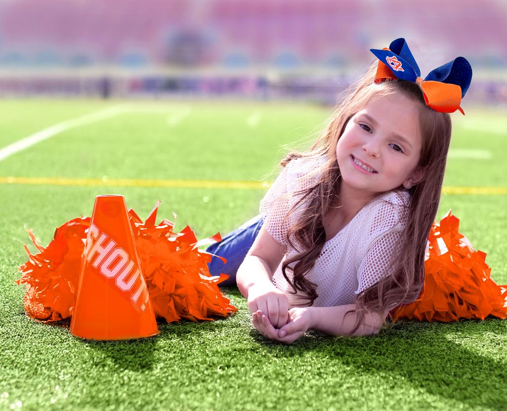 King Two-tone Grosgrain Hair Bow with Embroidered Collegiate Logo