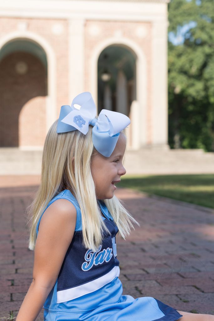 King Two-tone Grosgrain Hair Bow with Embroidered Collegiate Logo