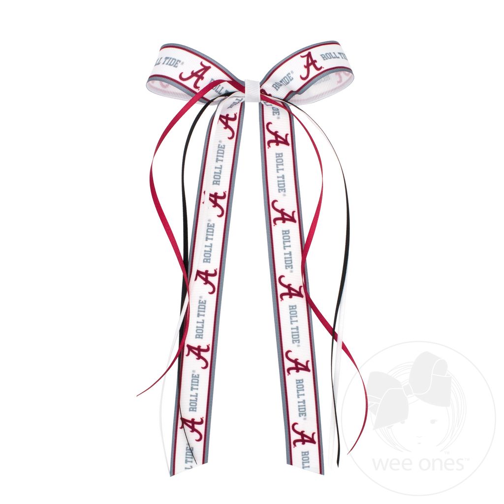 Pair of Collegiate Logo Ribbon Boot Bows with Streamers - ALABAMA