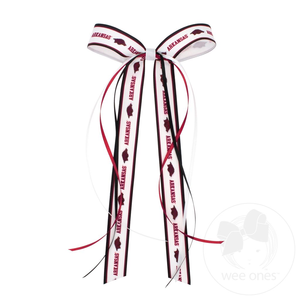 Pair of Arkansas Logo Ribbon Boot Bows with Streamers - ARKANSAS