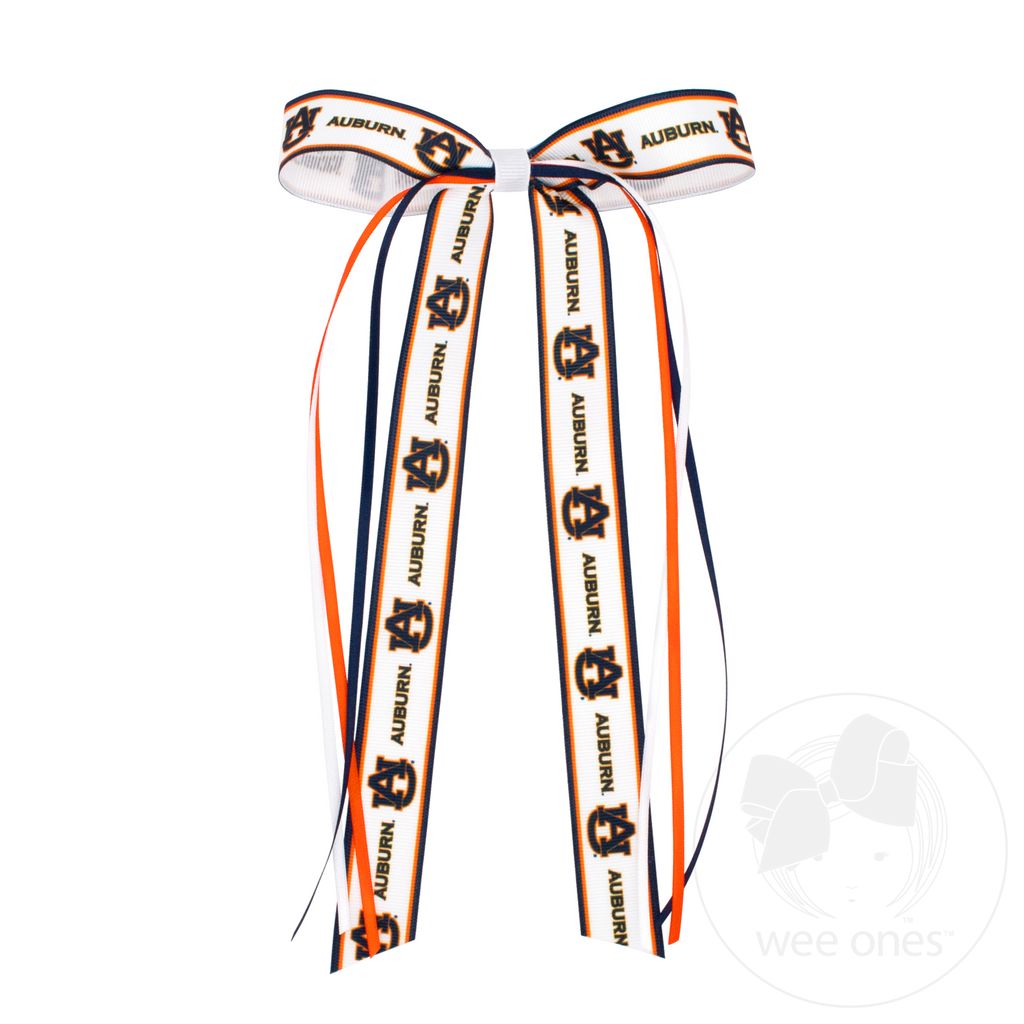 Pair of Auburn Logo Ribbon Boot Bows with Streamers - AUBURN
